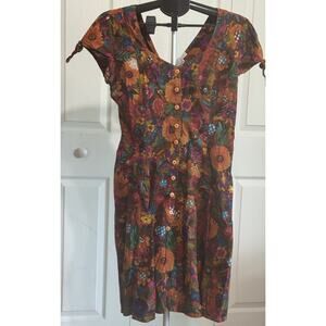 Nouveau Gacer Floral 80s 90s Sleeveless Midi Dress Size Large